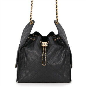 Chanel Chain Shoulder Bag CHANEL25 Medium Coco Mark Matelassé Caviar Skin AS5...
